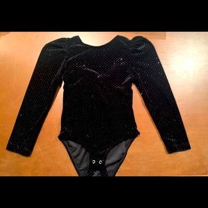 ZARA BLACK VELVET SPARKLE LONG SLEEVE BODY SUIT